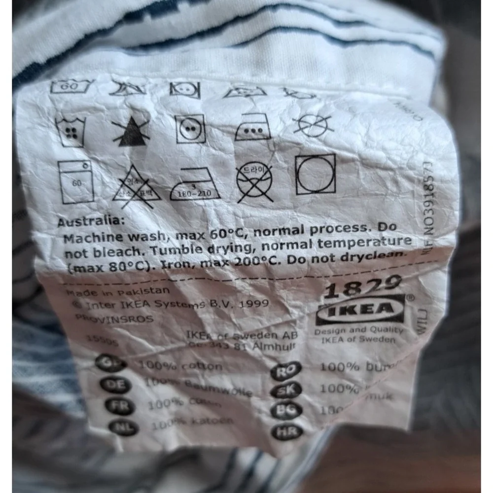 Ikea 100% Cotton Geometric Print Duvet Cover Plastic Snaps Closure Queen